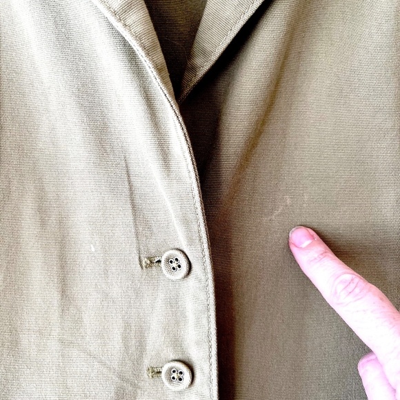 Eileen Fisher Olive Green Jacket Organic Cotton Collared Button Up Canvas Size L - Picture 9 of 10